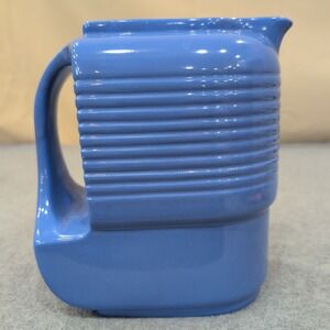 Vintage Hall China Westinghouse Periwinkle Blue Ribbed Refrigerator Pitcher